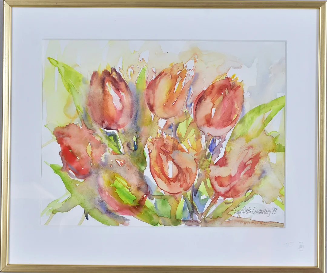 INGA GRETA LINDERBORG. Akvarell. — Paintings — Halmstads Auktionskammare
