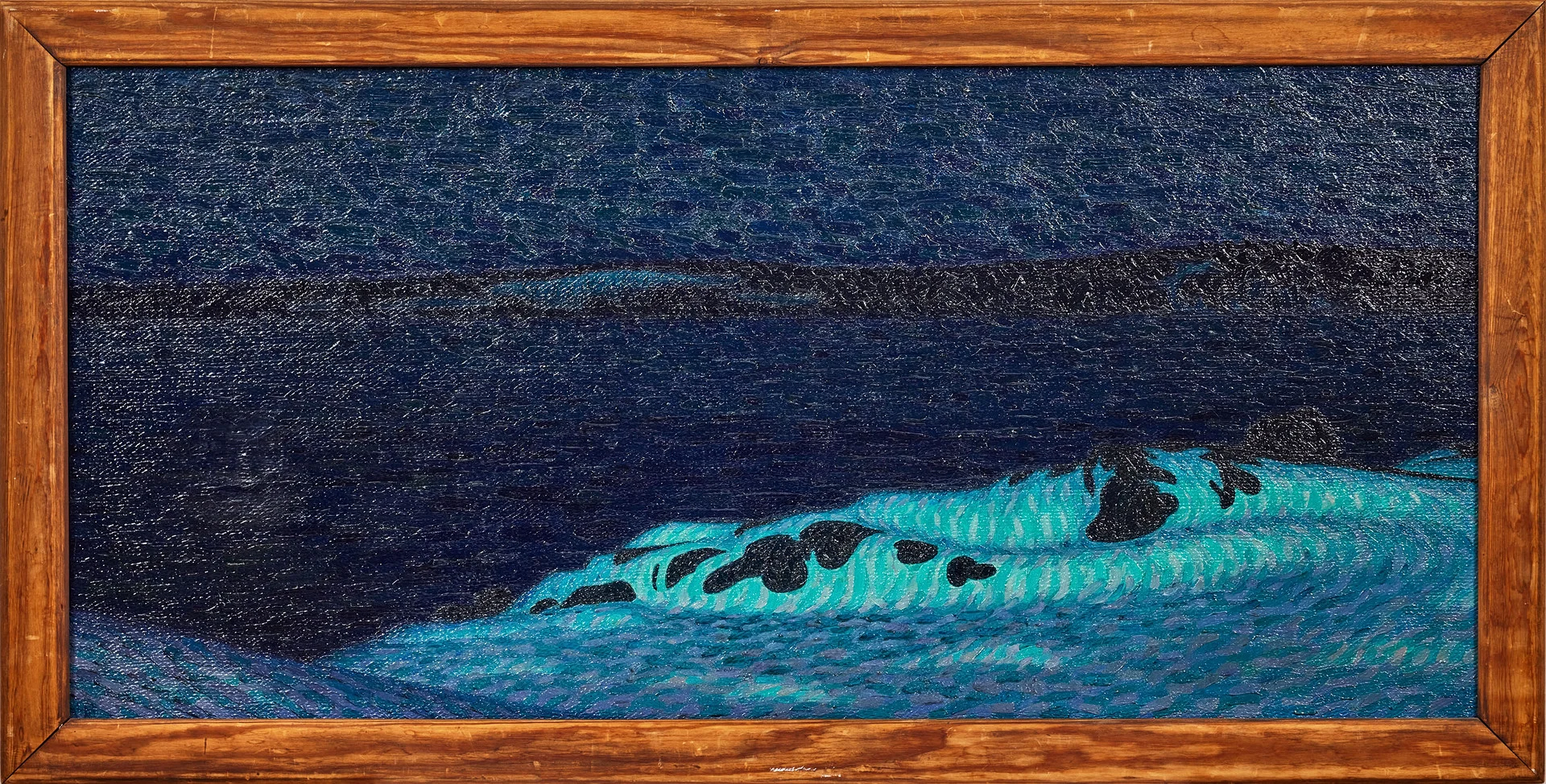 GUNNAR HALLSTRÖM. Stormvåg mot strand. — Paintings — Stockholms Auktionsverk Fine Art