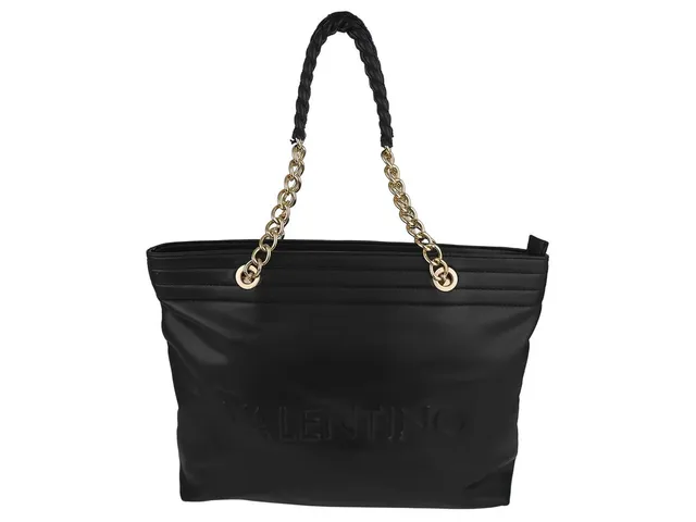 VÄSKA, VALENTINO, Mario Valentino, Tote Bag, svart läder, 36x27x10 cm, påse, bruksslitage.