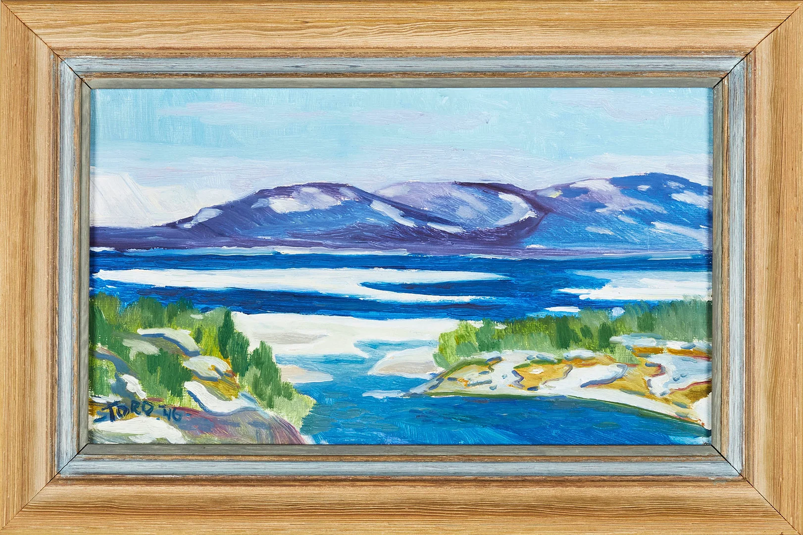 TORD LEANDER ENGSTRÖM. Motiv av fjällandskap, olja på pannå, signerad och daterad -46. — Paintings — Stockholms Auktionsverk Sickla
