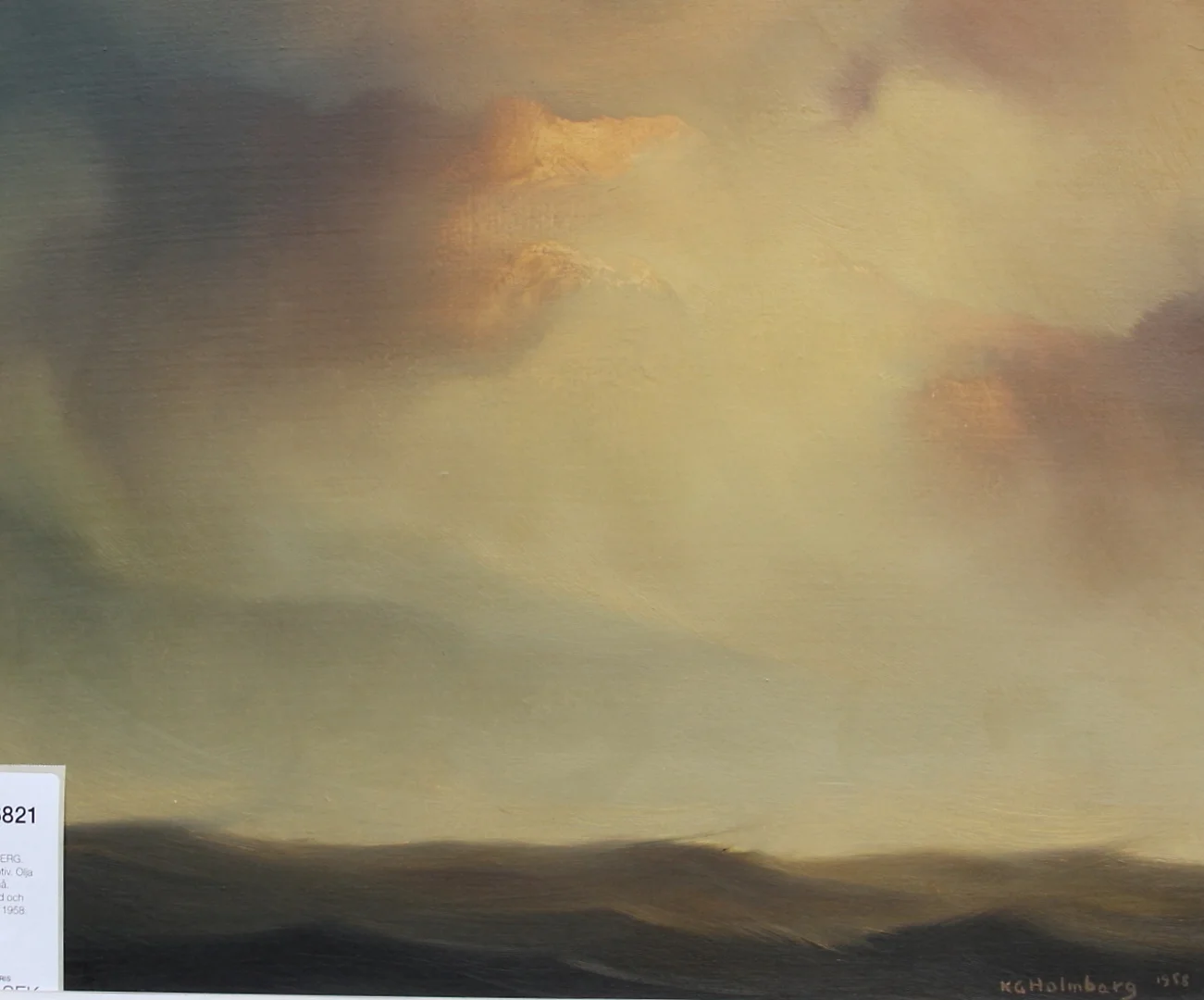 KG HOLMBERG. Havsmotiv. Olja på pannå. Signerad och daterad 1958. — Paintings — Gomér & Andersson Linköping