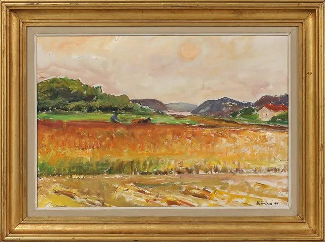 EVALD BJÖRNBERG. "Klöverön, Marsstrand", olja på duk, daterad 47.