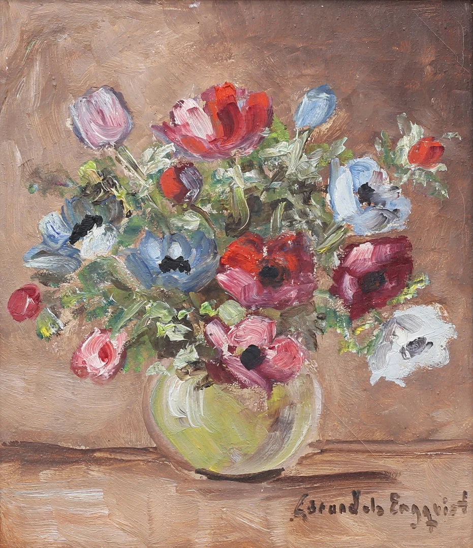 CARIN BRANDELS ENGQVIST. (1906-2004) Blomstilleben, olja på duk, signerad. — Paintings — Auktionshuset Thelin & Johansson