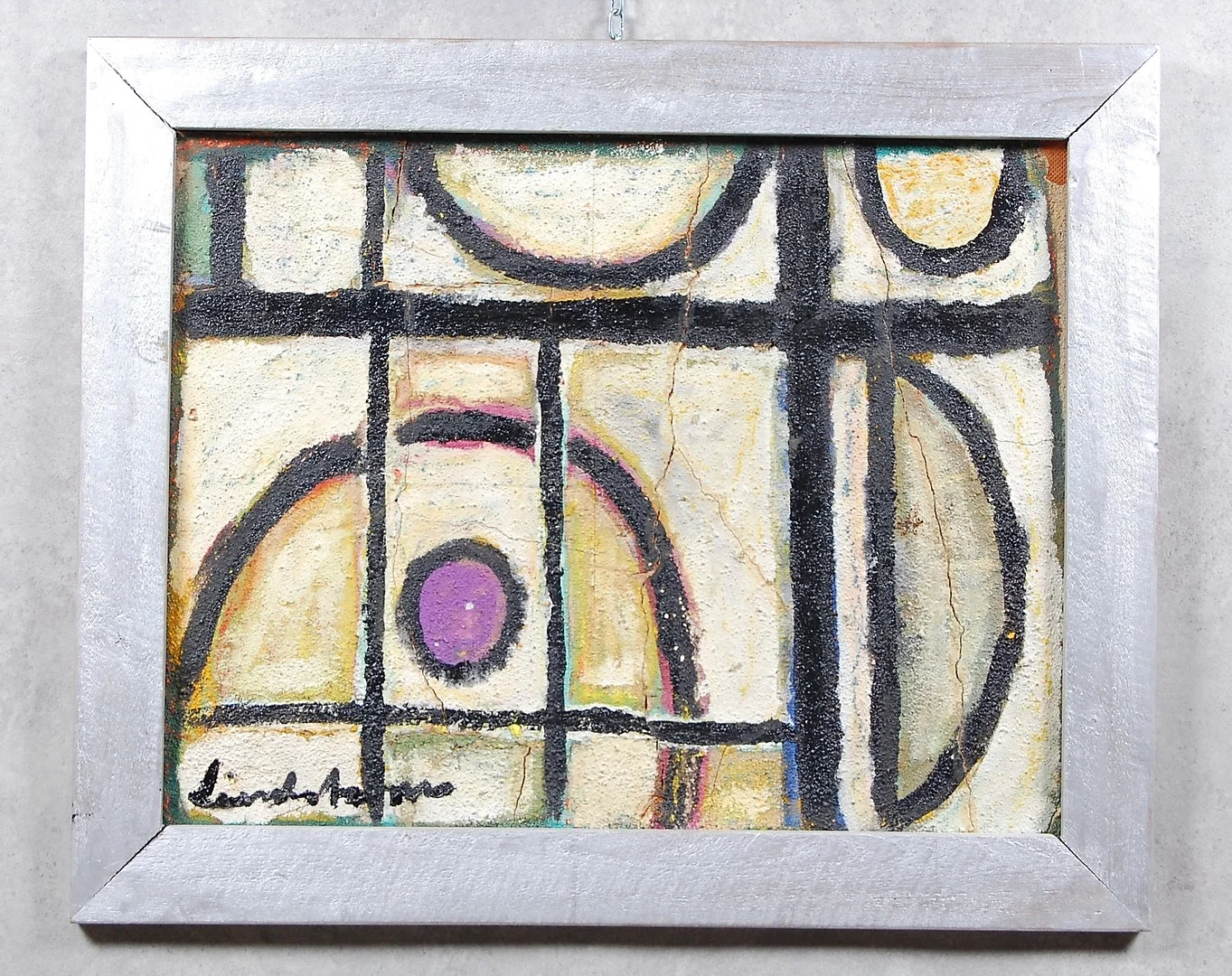 BENGT LINDSTRÖM. 1925-2008, komposition, blandteknik, på pannå, signerad, utförd på 1950-talet. — Paintings — Auktionsverket Engelholm