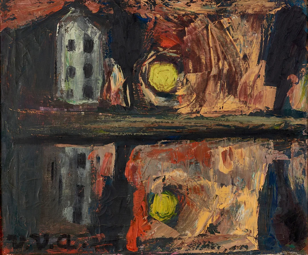 VEIKKO AALTONA (1910-1990), Månlandskap, monogramsignerad, olja på duk. — Paintings — Crafoord Auktioner Stockholm