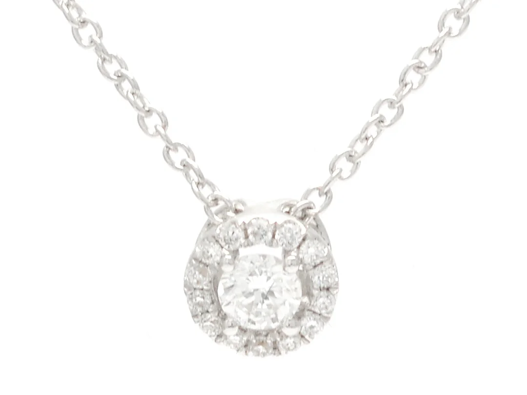 HÄNGE/KEDJA, 18K vitguld, 15 briljantslipade diamanter 0,15 ctv, ca W/VS, kedjans längd 42 cm, vikt 1,5 g, — Smycken/Hänge med kedja — Kaplans