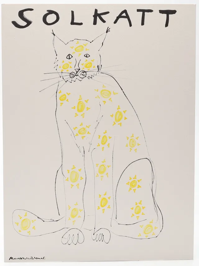 MARTIN MÖLDENER. "Solkatt", tusch på passepartout, signerad.