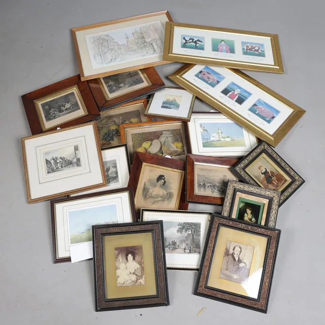 A COLLECTION OF PICTURES AND PRINTS (QTY).