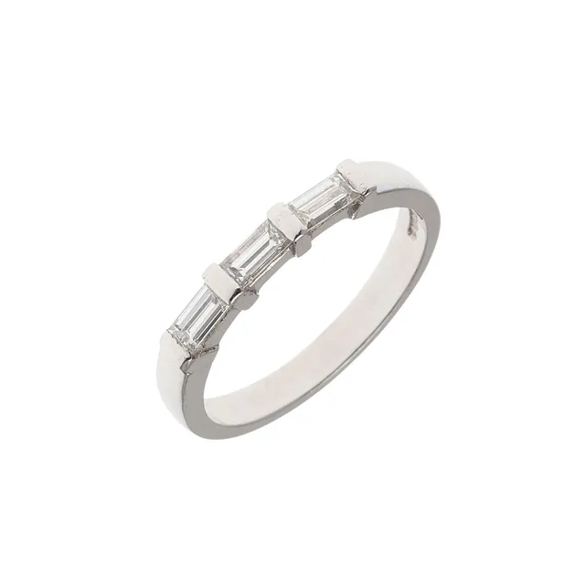A DIAMOND HALF HOOP RING.