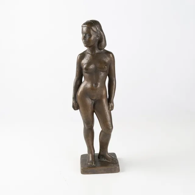 JONAS FRÖDING. Skulptur, Kvinnofigur, patinerad brons, omkring 1930/40.