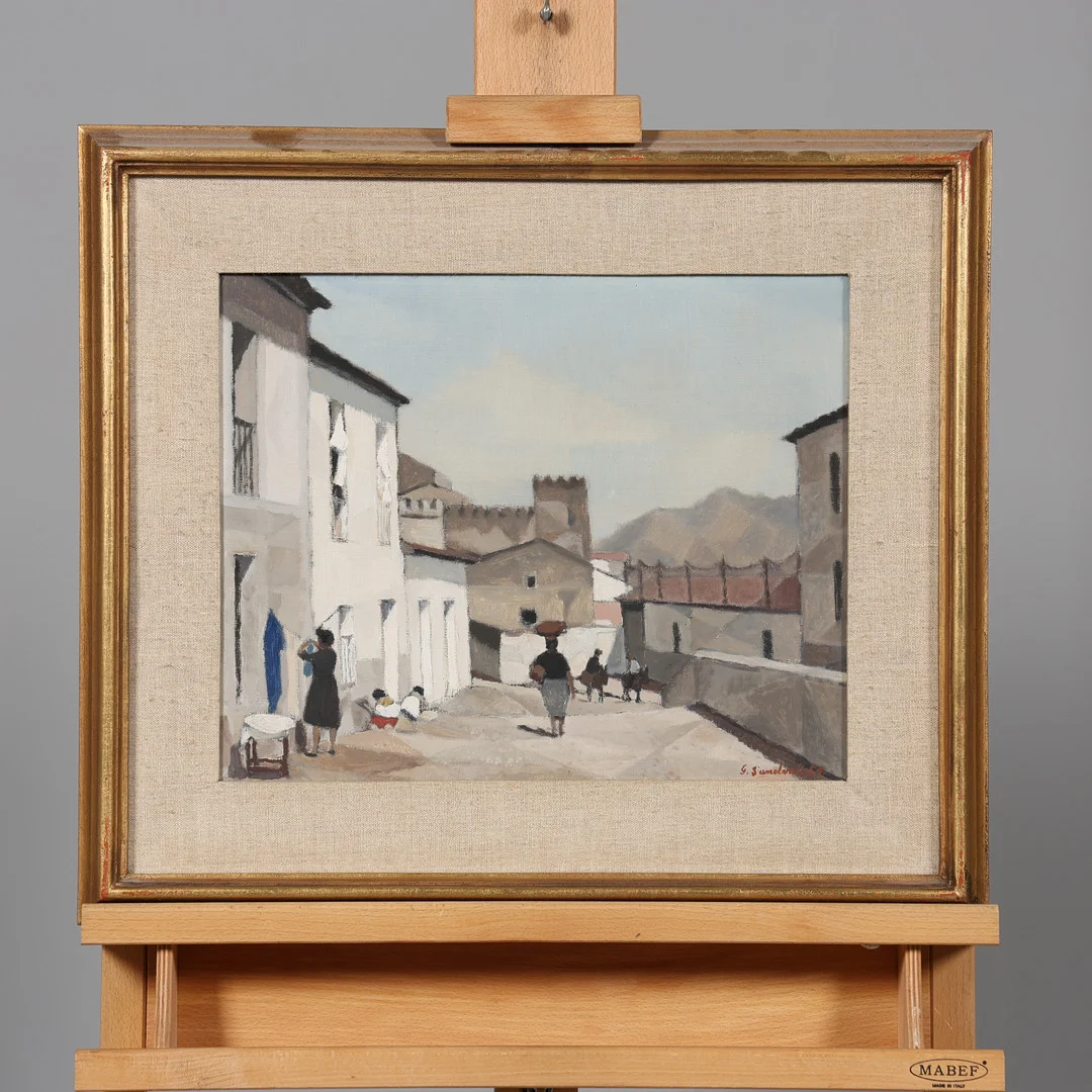 GÖSTA SUNDVALL. OLJA PÅ PANNÅ, signerad samt daterad 54. — Paintings — Borås Auktionshall