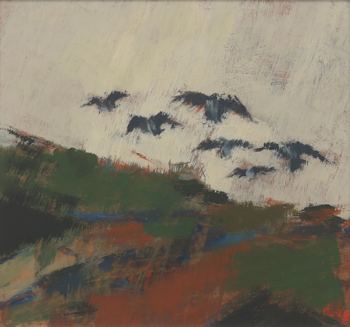 ANDERS LINDGREN. "Landskap III". Olja på pannå, signerad och daterad 1978. — Paintings — Auktionshuset Thelin & Johansson