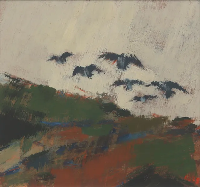 ANDERS LINDGREN. "Landskap III". Olja på pannå, signerad och daterad 1978.