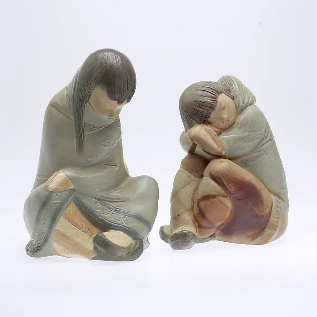 FIGURINER, 2 st, eskimåer, Lladro, Spanien.