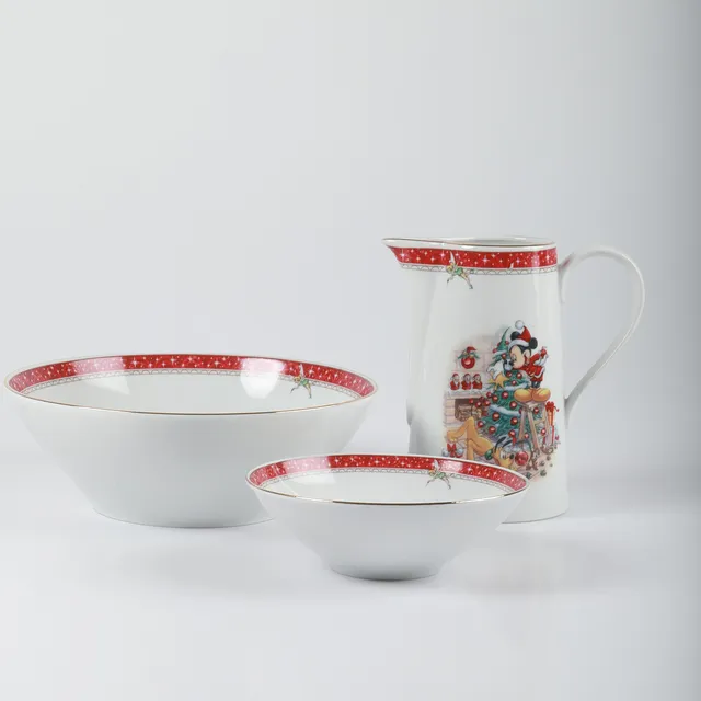 STEFAN LINDAHL. Servisdelar, 6 stycken, "Disney", porslin, Fyrklövern.