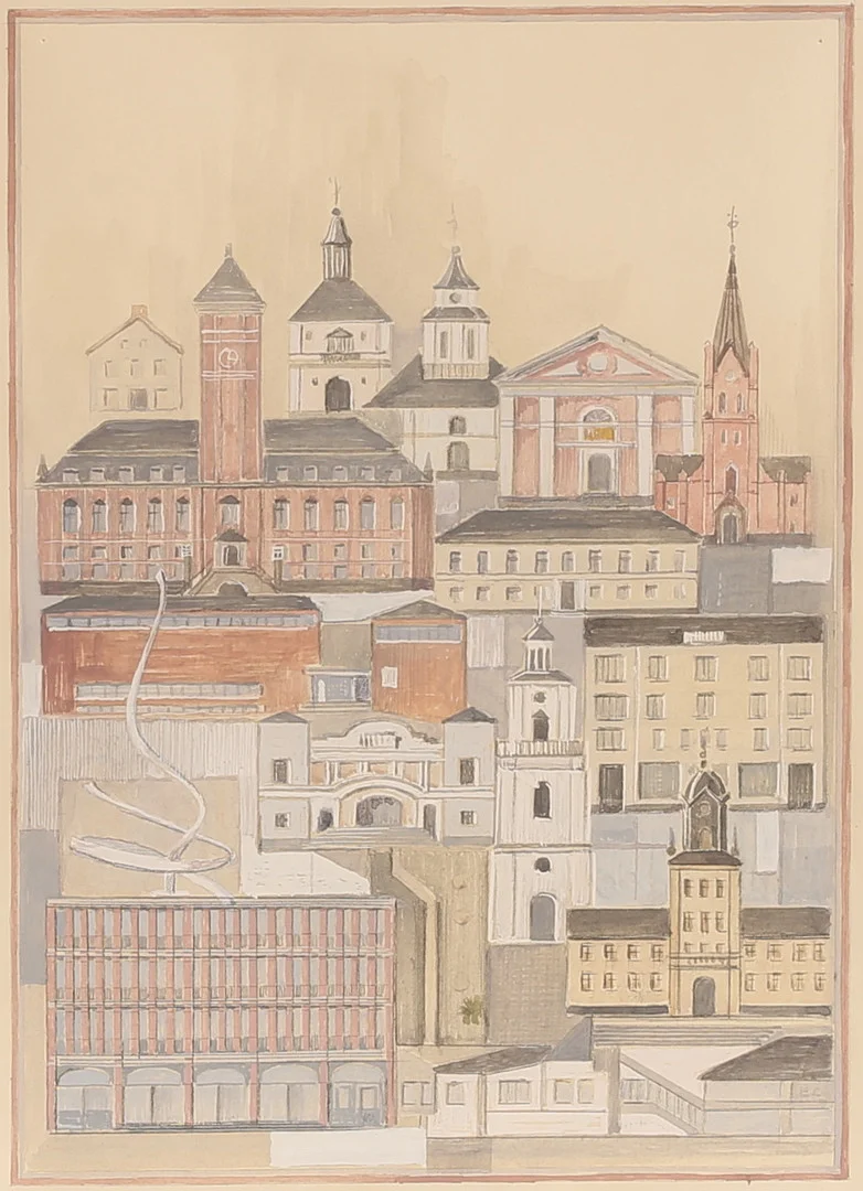 ERIK CHAMBERT. Akvarell, ”Motiv från Norrköping", monogramsignerad EC. — Paintings — RA Auktionsverket Norrköping