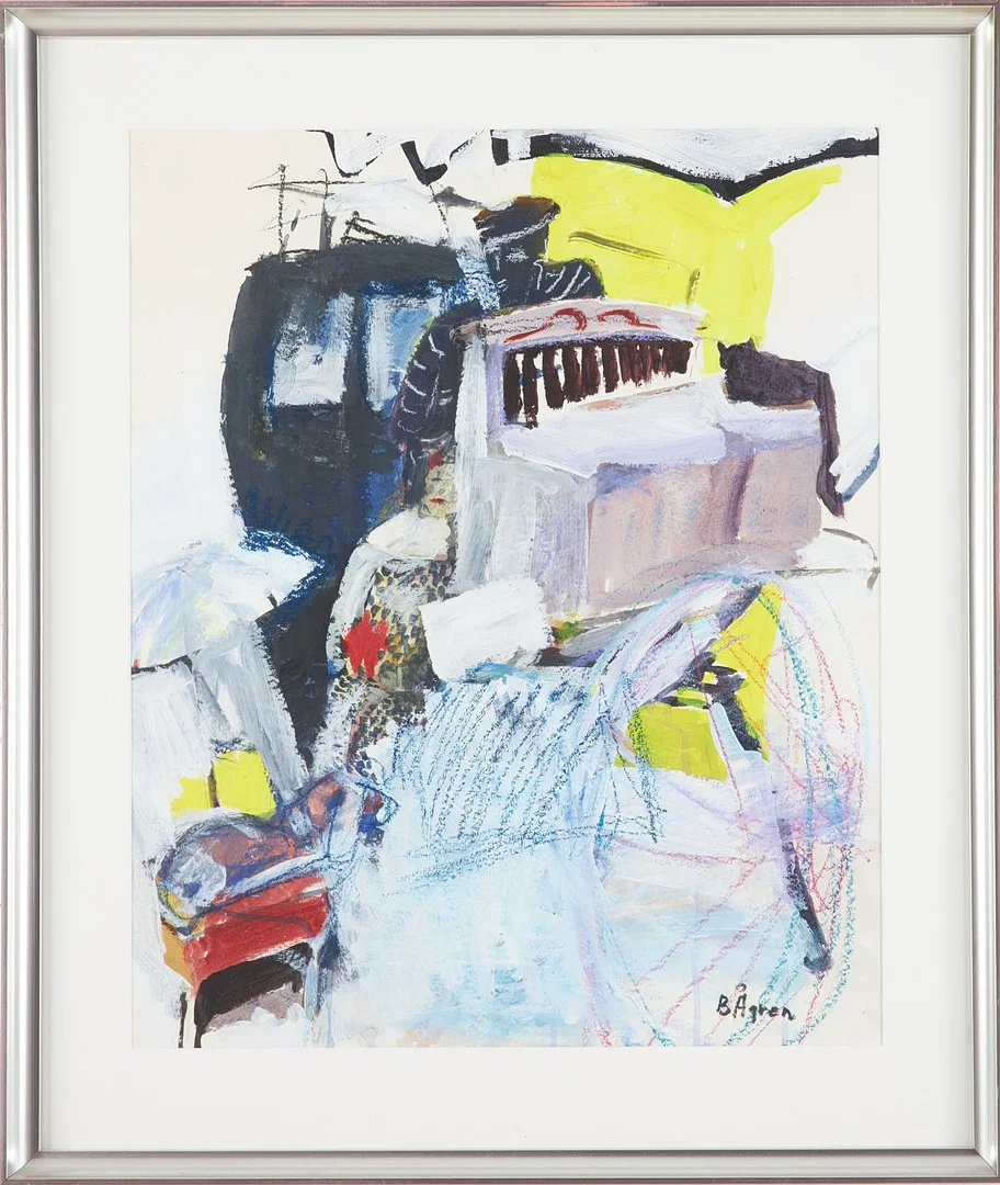 BENGT ÅGREN. Figural komposition, blandteknik, signerad B Ågren. — Paintings — Stockholms Auktionsverk Sickla