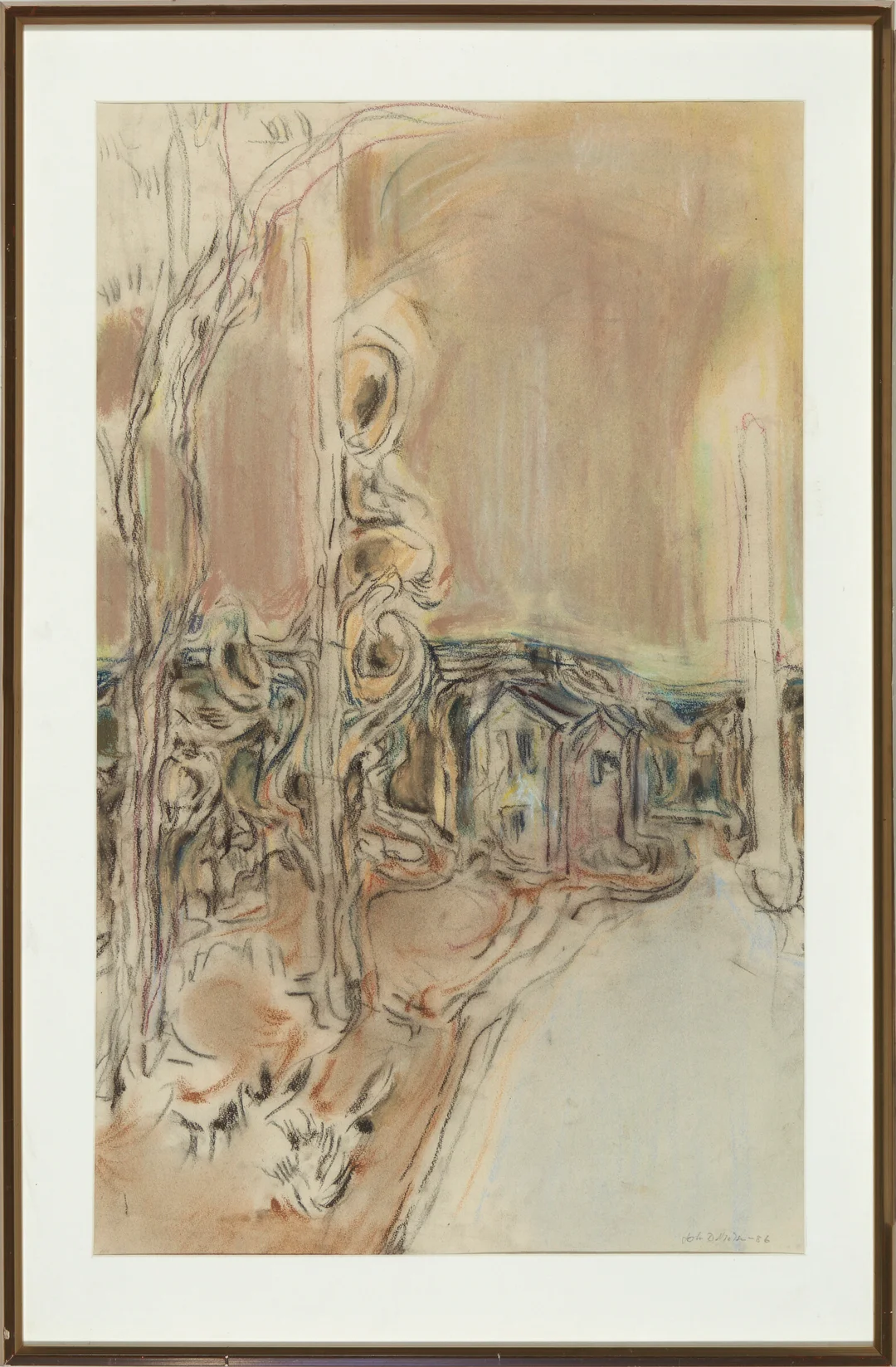 Nielsen, John David — "Vei med hus" 1986 — Kunst/Øvrig billedkunst — Blomqvist
