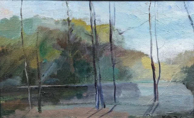 WILLEM DE GEER. OLJA PÅ DUK, "Vårlandskap", signerad.