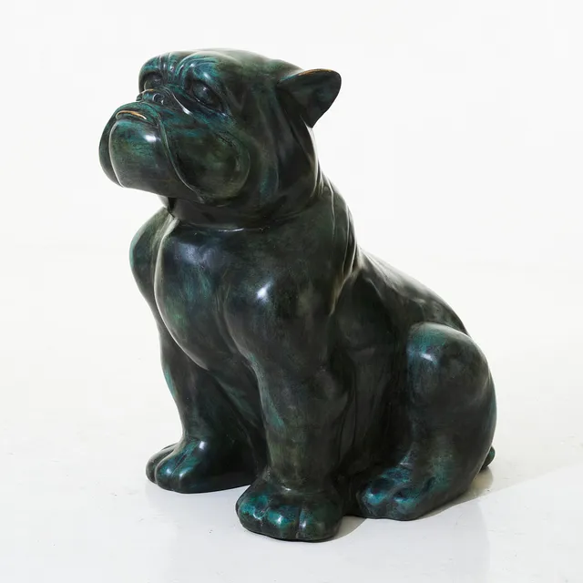 ANDREAS WARGENBRANT. SKULPTUR, Bulldog, brickmärkt W HC, grönpatinerad brons.