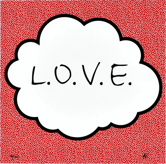 ANDREAS LUNDBERG (FÖDD 1973). "L.O.V.E.", monogramsignerad och numrerad 2/75, färglitografi.