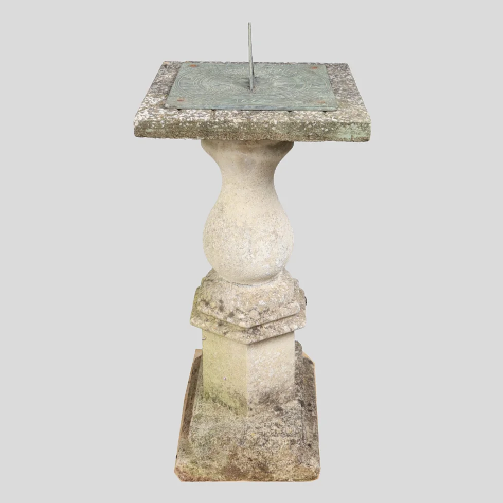 COMPOSITION STONE GARDEN SUNDIAL. — Garden Sculptures & Urns — Young's Auctions