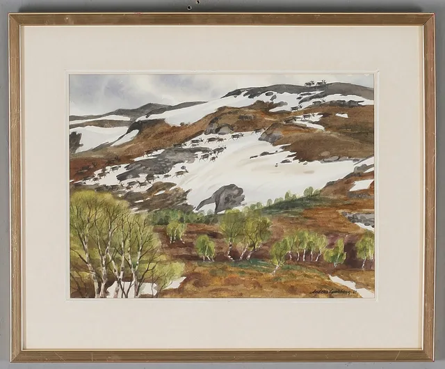 ANDERS GULLBERG. Renhjorden, akvarell, signerad och daterad -82.