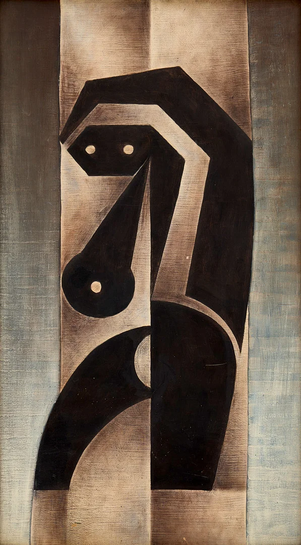HEINZ SEVENICH (Aachen/Tyskland 1935-2023) Abstrakt komposition, signerad och daterad a tergo 1-4-66, olja på pannå. — Paintings — Crafoord Auktioner Stockholm