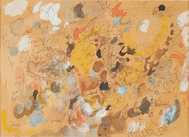 ÅKE WILHELM ANDERSSON (192-1988). "Blomsteräng", blandteknik på papper, monogramsignerad ÅWA.
