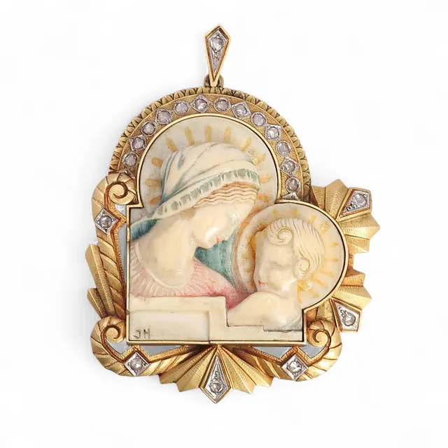 JAUME MERCADÉ. Catalan Art Deco devotional medal, circa 1925 - 1930.