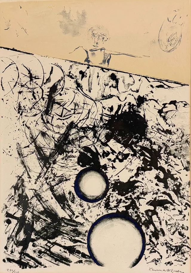 LENNART RODHE. Komposition, färglitografi, signerad, numrerad 106/310.