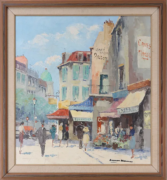 SIMON KRAMER. Parismotiv, olja på duk, signerad, 1900-talets mitt.