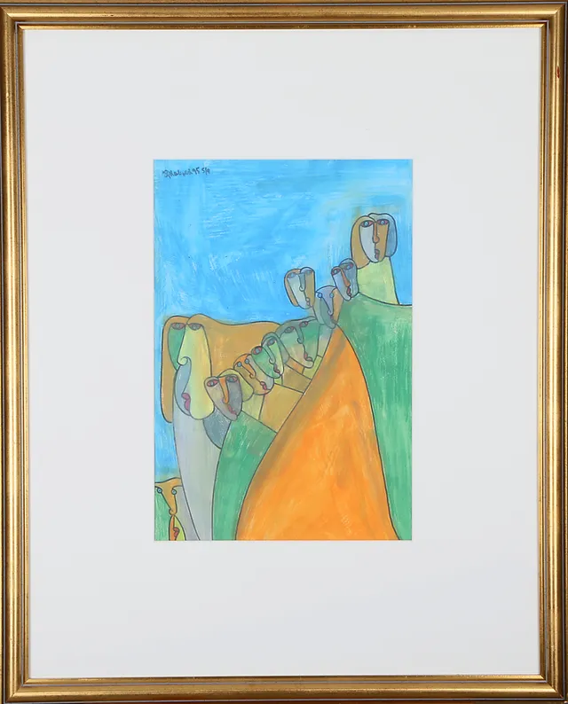 KJELL HOBJER. Figurer, pastell, signerad.