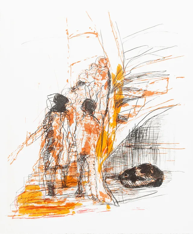 STAFFAN HALLSTRÖM (1914-1976). figurkomposition, litografi, numrerad 56/60.