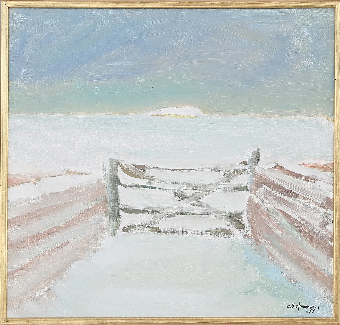 GILLIS MAGNUSSON. OLJA på duk "Sjögata, Öland" signerad och daterad 1979. — Paintings — Kalmar Auktionsverk