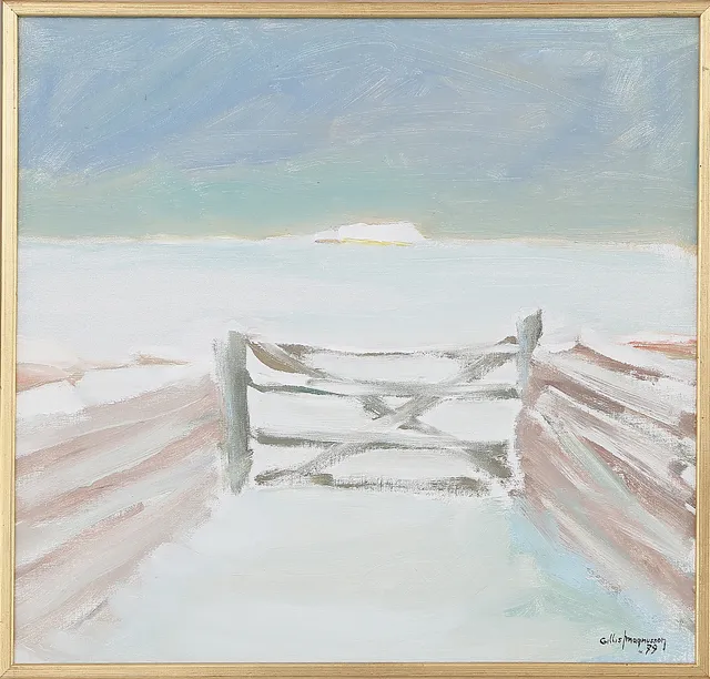 GILLIS MAGNUSSON. OLJA på duk "Sjögata, Öland" signerad och daterad 1979.