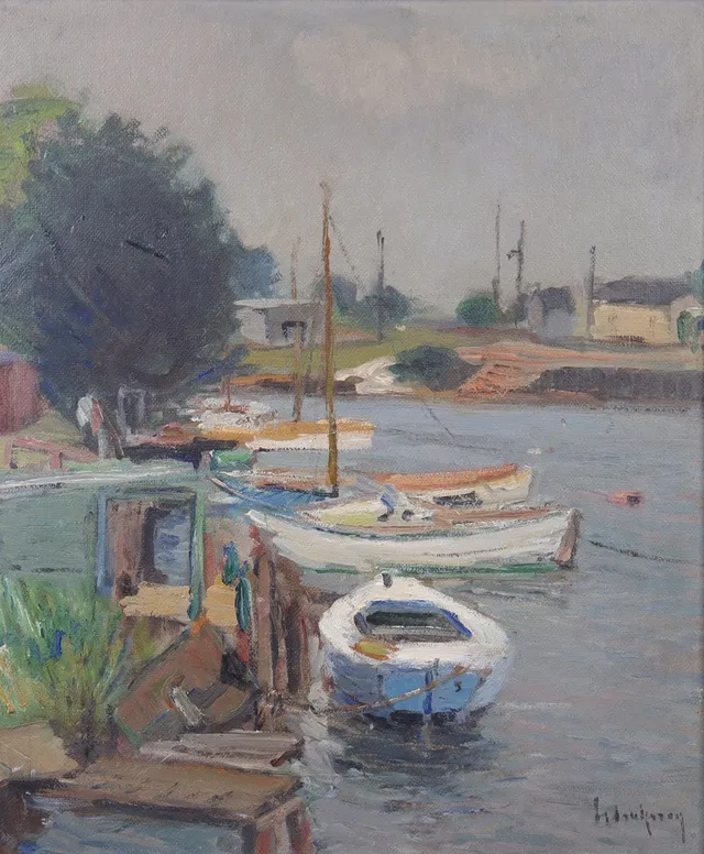 GIDEON ISAKSSON. olja på pannå, fiskeläge.