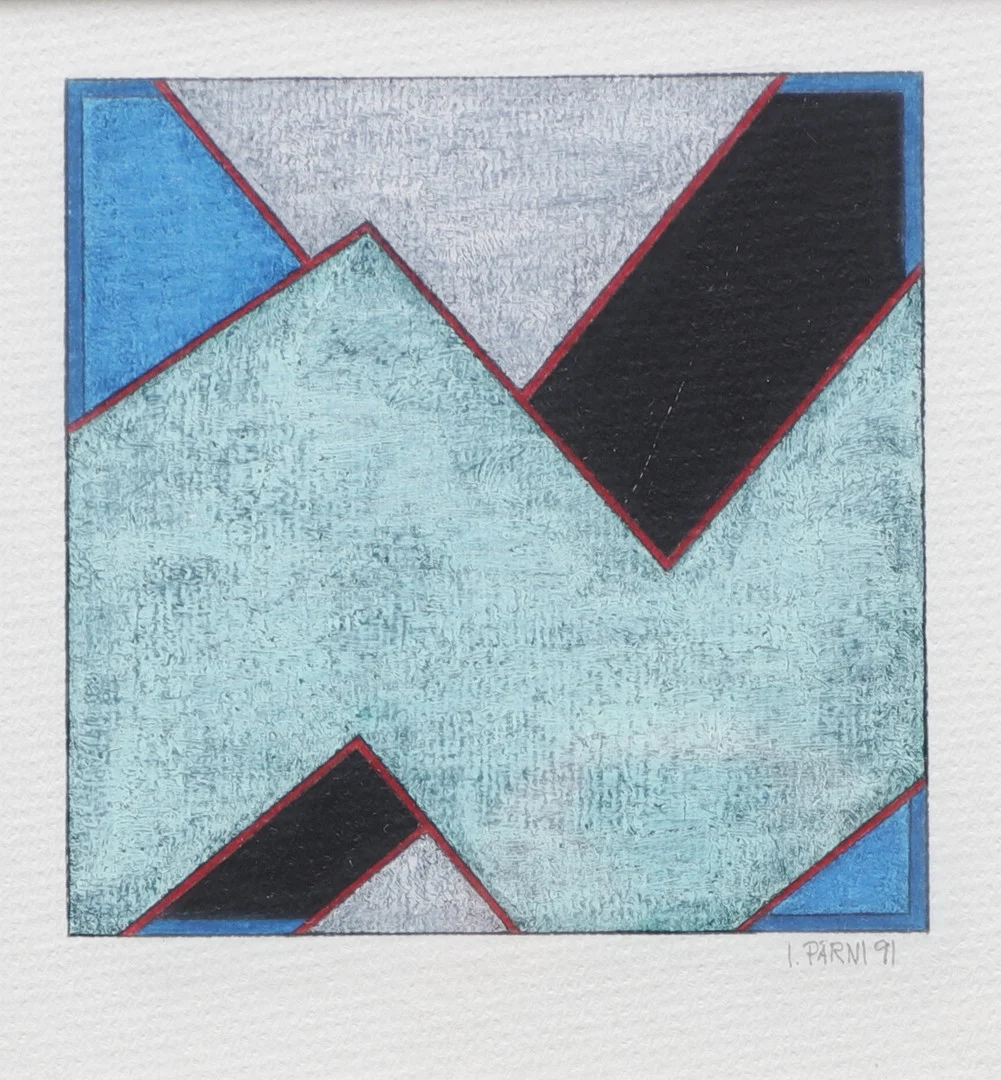 ILKKA PÄRNI. Komposition. Blandteknik, signerad och daterad 91. — Paintings — Växjö Auktionskammare