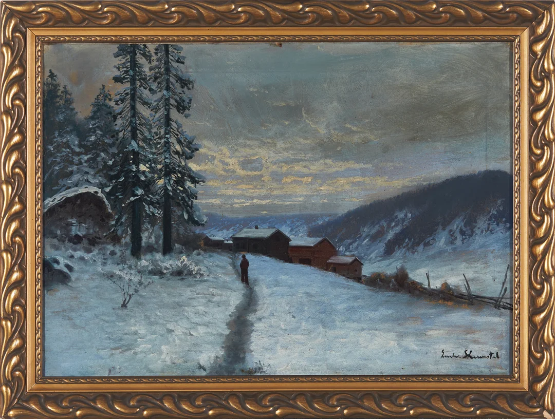 Skramstad, Ludvig — Vinter på gården — Kunst/Maleri — Blomqvist