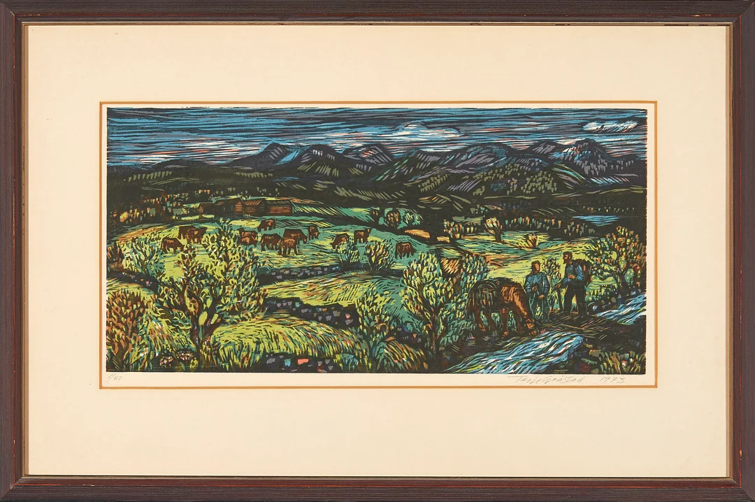 Grøstad, Terje — "No ser eg atter slike fjell og dalar" 1973 — Kunst/Grafikk — Blomqvist