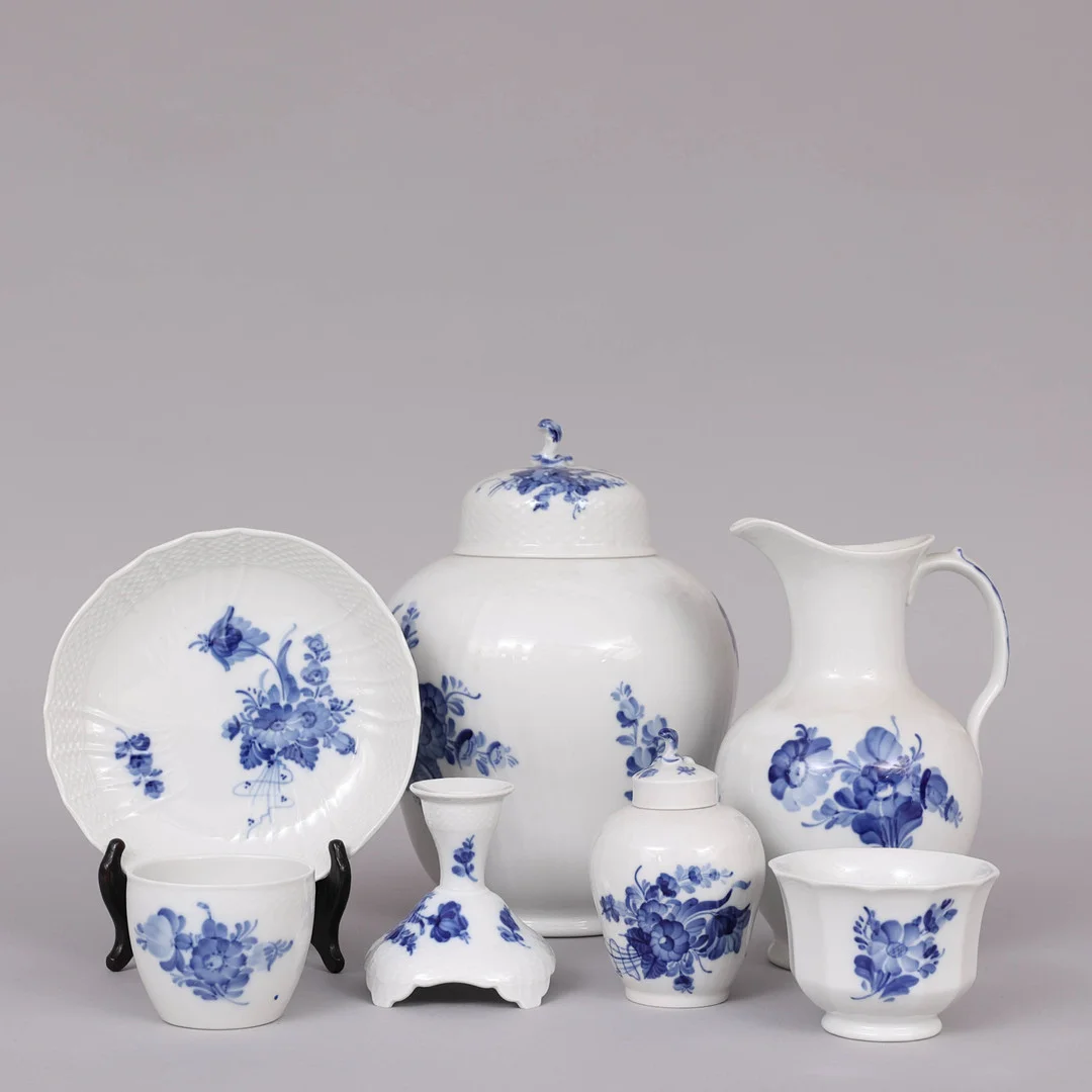 PARTI PORSLIN, 10 delar, Blå blomst, Royal Copenhagen, Denmark. — European — Garpenhus Auktioner