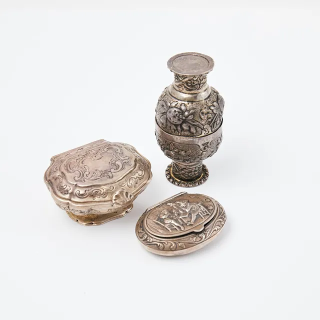 DOSOR. 3 st, 18-1900 tal, silver, Tyskland, Holland, Orientaliskt.