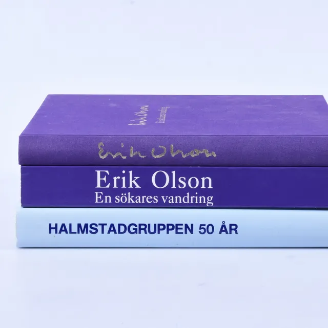 BÖCKER, 3 st, Halmstadgruppen 50 år samt Erik Olson en sökares vandring 1&2.