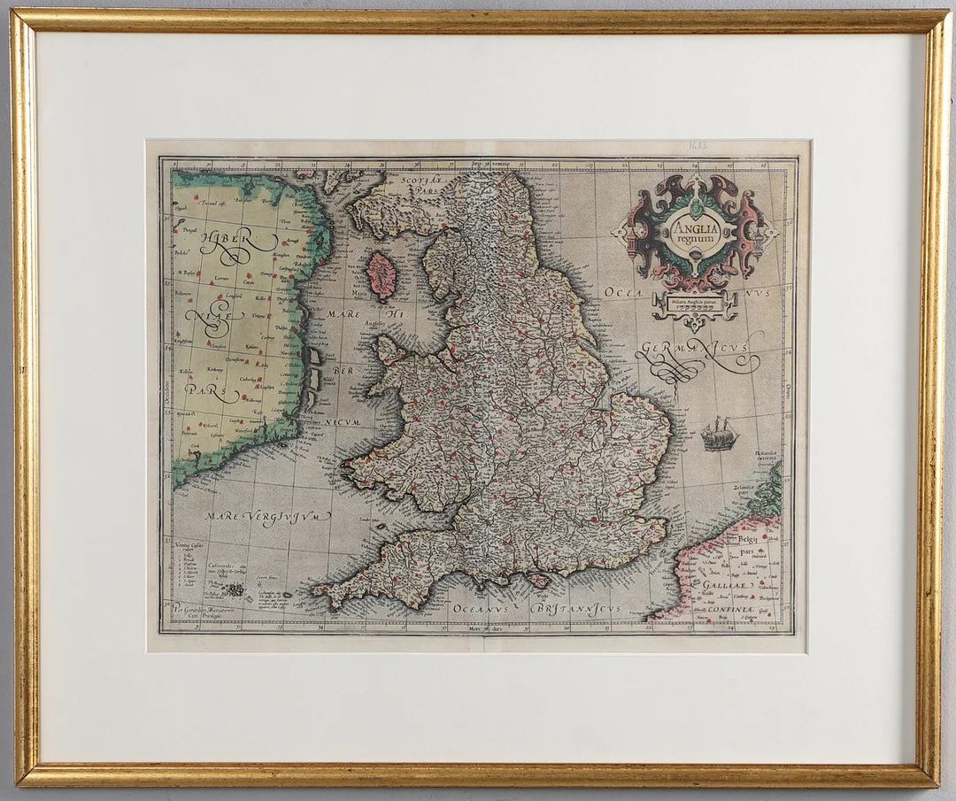 GERARD MERCATOR AND HONDIUS HENRICUS. Anglia Regnum, 1613 or later. — Maps — Lawrences Auctioneers