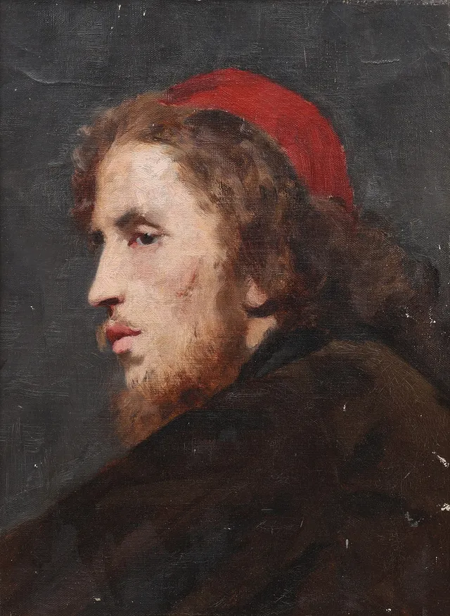 ERNST  JOSEPHSON. TILLSKRIVEN. OLJA PÅ DUK, PORTRÄTT, MÖJLIGEN AV JACOB A. HÄGG, OSIGNERAD OCH ODATERAD, MEN O. 1875.