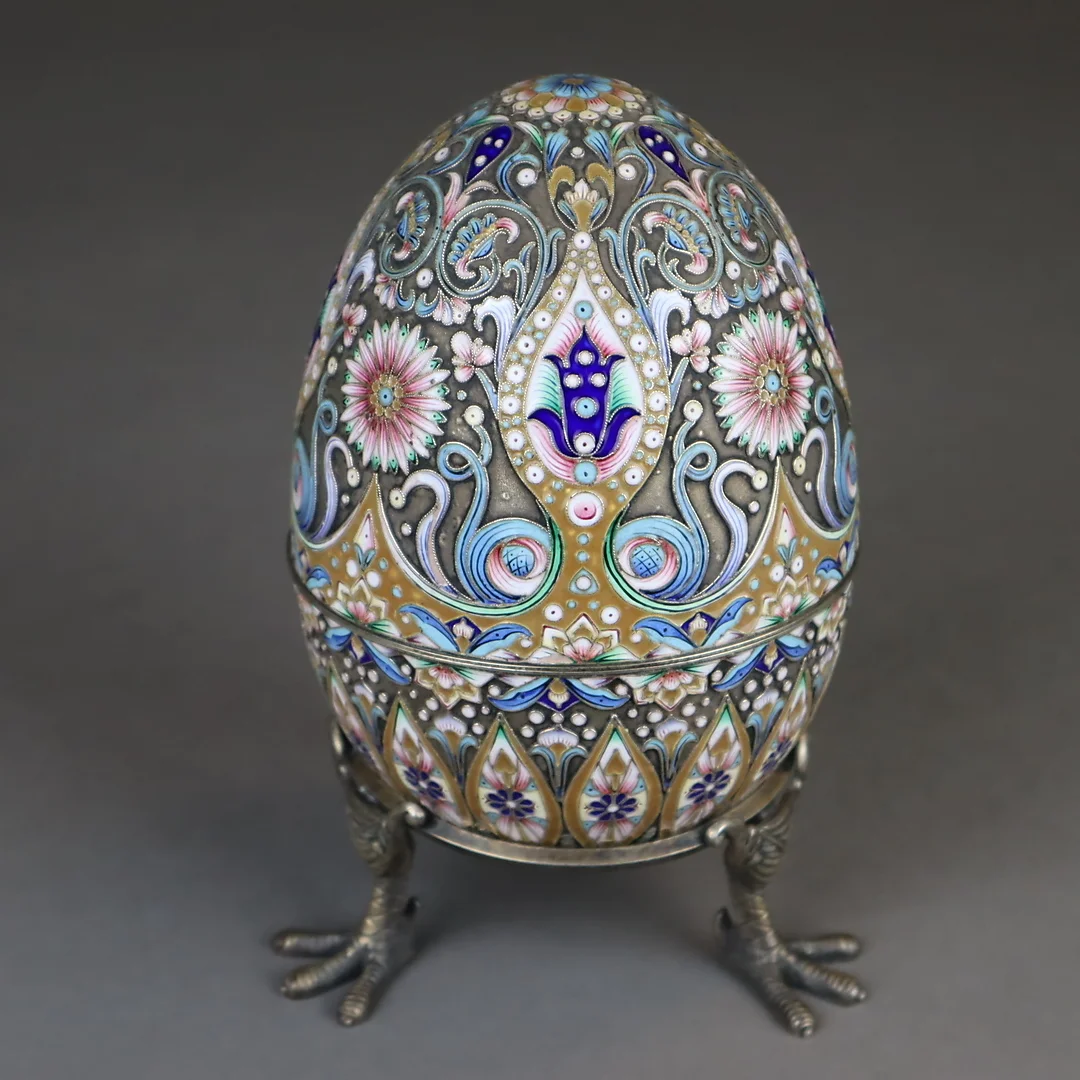 Großes CLOISONNÉ-PRUNKEI - Russland, Moskau 1908-1917. — Silver — Auktionshaus Blank