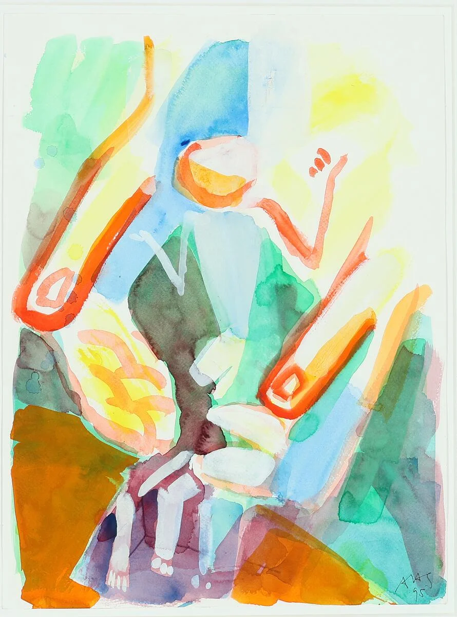Untitled. Signed AHS 95. Watercolour on paper. Sheet size 40×29.5 cm. — Modern Prints/Modern art — Bruun Rasmussen