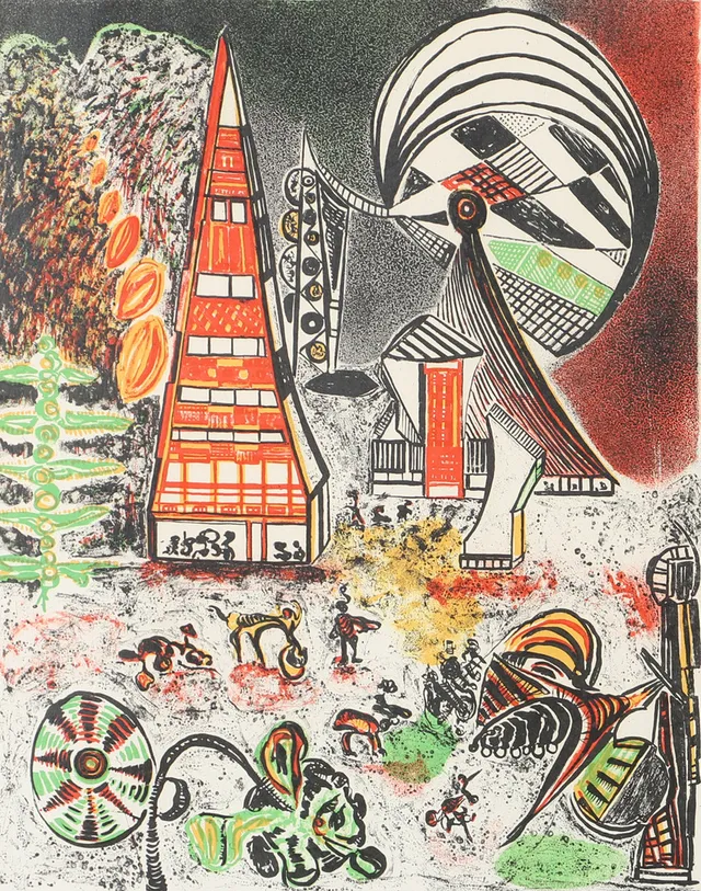 PAUL HOLSBY. "Min hemliga stad, färglitografi, signerad -75.