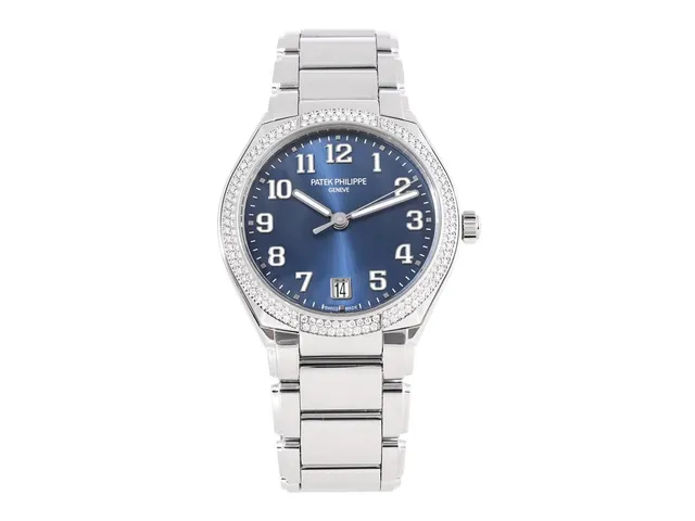 PATEK PHILIPPE, Genève, Twenty-4 Automatic, Cal 324 S C, Serie nr. 7277770, Ref nr. 7300/1200A-001, Boett nr. 6350006, unisex, 36 mm, stål, automatisk, safirglas (nagg), datum, briljanter på boetten (160 st. TW/VVS, ca 0,813 ctv), glasbaksida, integrerad originallänk, viklås, Ref nr. A752AAA-BO/B, servad juli 2026, cert, mars 2021, box, ytterkartong.