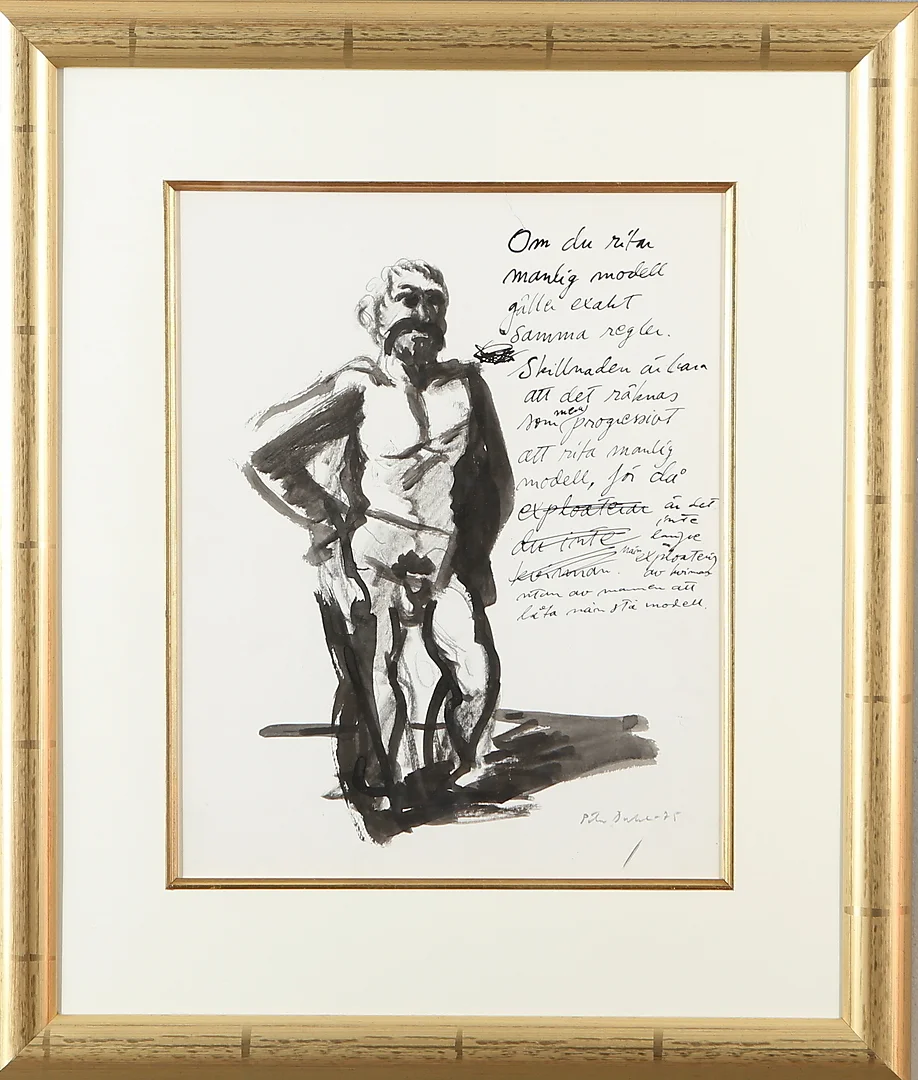 PETER DAHL. Teckning, tusch / akvarell, signerad och daterad -75. — Drawings — Auktionshuset Kolonn